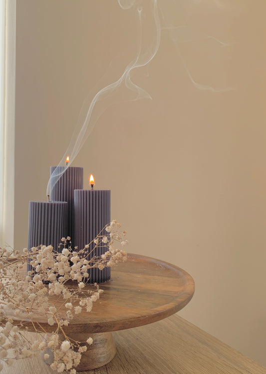 Dark Grey Pillar Candles | Cinnamon Spice (Sale)