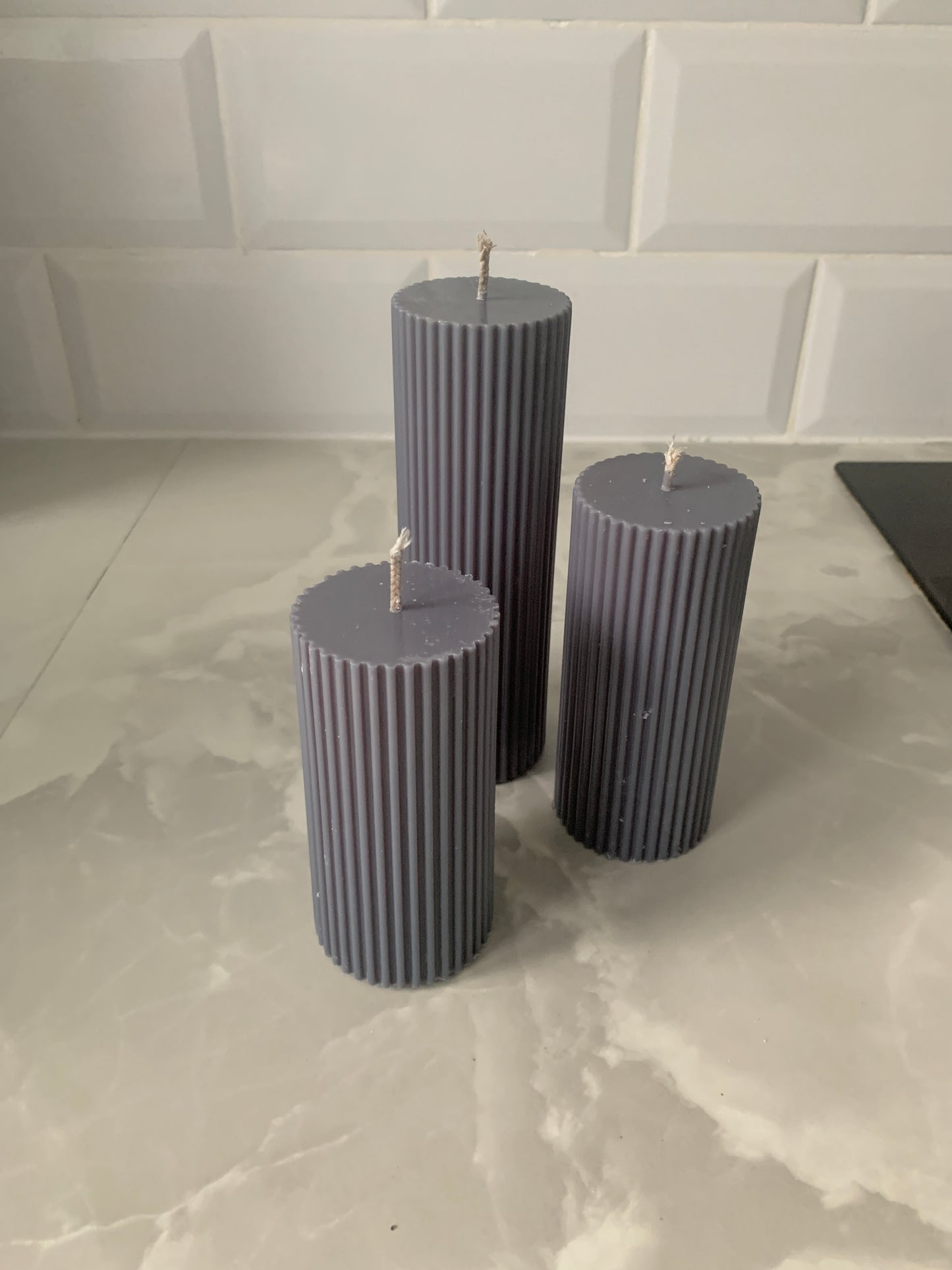 Dark Grey Pillar Candles | Cinnamon Spice (Sale)